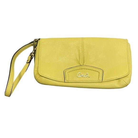 Coach Hampton Satchel Set w/ Wristlet Wallet. Signature w/ Yellow Leather Trim. - Picture 9 of 13
